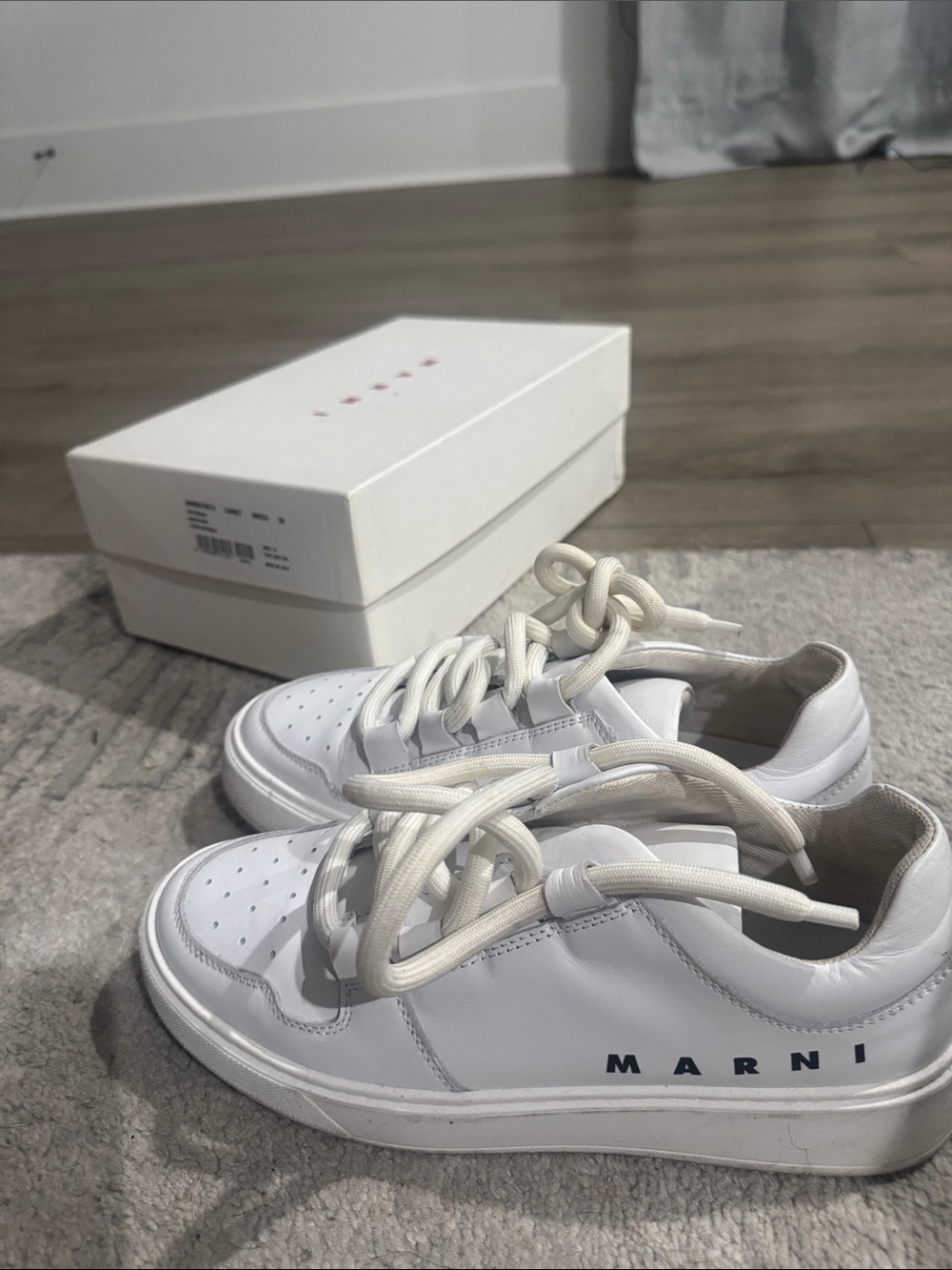 Marni White Leather Platform Lace-Up Sneakers
